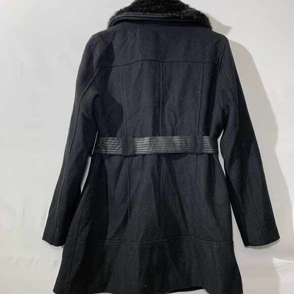 Mason Signature NWT Long Winter Coat Black Fur Collar Womens M - Picture 5 of 9